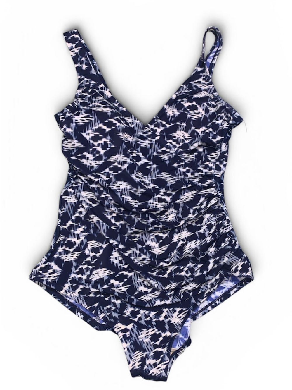 Miraclesuit Navy & White Abstract One-Piece Size 14